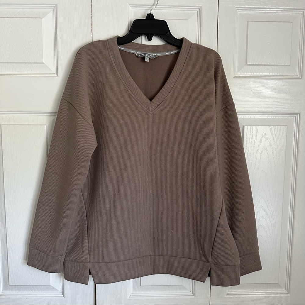 Marc New York Andrew Marc Sweater Womens V Neck Pullover Minimalist Loungewear